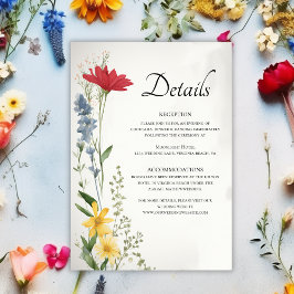 Cartão De Informações Bela Natureza de Flor Floral Detalhes do Casamento