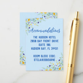 Cartão De Informações Beleza de Flor Silvestre Casamento Azul Floral