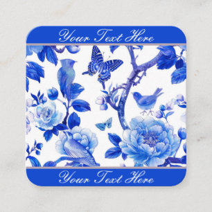 Cartão De Informações Beleza Floral Azul e Branco