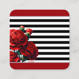Cartão De Informações Beleza Floral em Preto e Branco