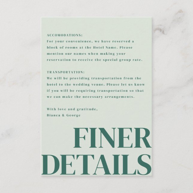 Cartão De Informações Belmont Vertical Wedding (Frente)