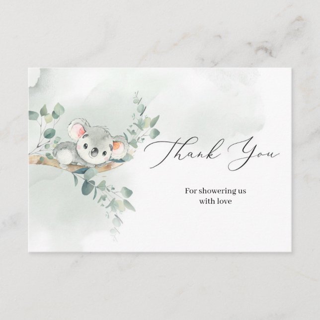 Cartão De Informações Belo bebê koala verde eucalipto obrigado você (Frente)