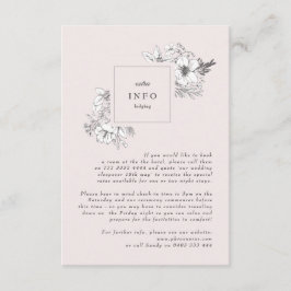 Cartão De Informações Belo Blush Floral Monograma Escrito