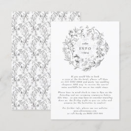 Cartão De Informações Belo Casamento Floral Escrito Em Wreath