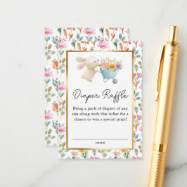 Cartão De Informações Belo Coelhinho de Flores Selvagens Fralda Raffle