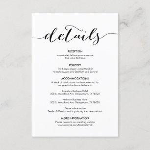 Cartão De Informações Belo Nosso Casamento Detalhes Do Negro Rústico Mod