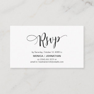 Cartão De Informações Belo Script, Preto,Resposta de RSVP de Celebração