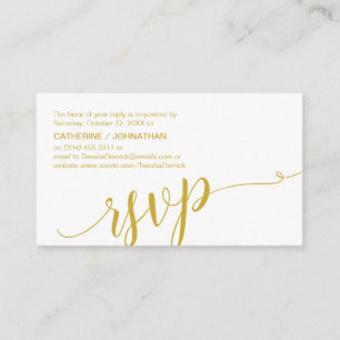 Cartão De Informações Belo Script, RSVP, Dourado Amarelo, Responder