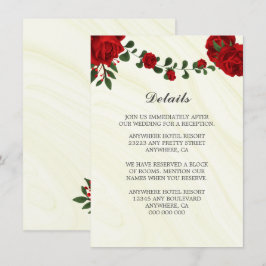 Cartão De Informações belos detalhes do verde-flores vermelhas