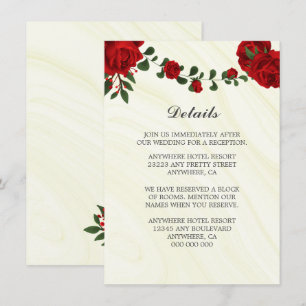 Cartão De Informações belos detalhes verdes de flores vermelhas 