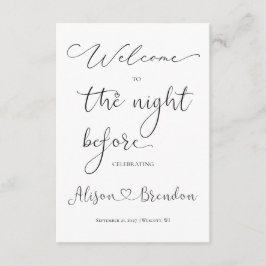 Cartão De Informações Bem-vindo à Véspera de Preto e Branco