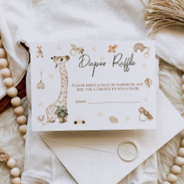 Cartão De Informações Berçário da Girafa Chá de Bebê Boho Sorteio de Fra