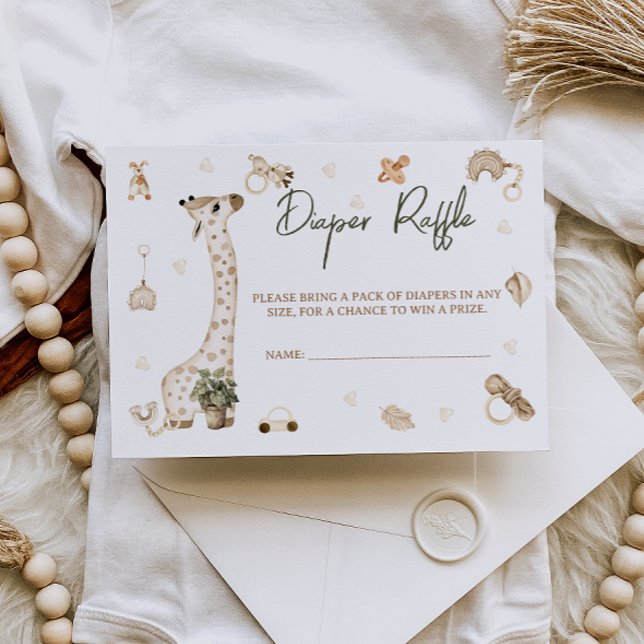 Cartão De Informações Berçário da Girafa Chá de Bebê Boho Sorteio de Fra (Criador carregado)