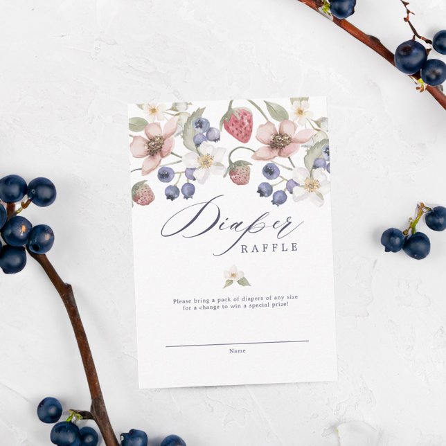 Cartão De Informações Berries e Flores Selvagens Chás de fraldas Berry S (Berry Sweet Baby Shower Wild Berries & Flowers Enclosure Card)