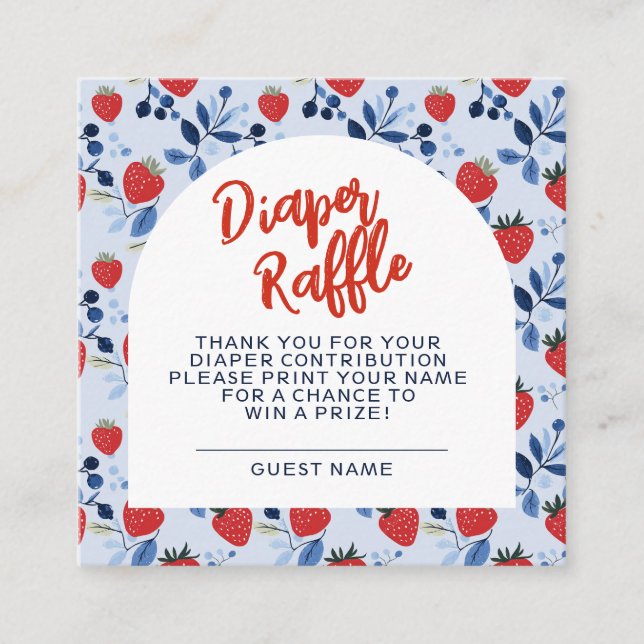 Cartão De Informações Berry Sweet Fralda Raffle (Frente)