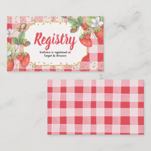 Cartão De Informações Berry Sweet Watercolor Strawberry Registry Inserir