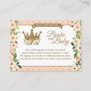 Cartão De Informações Biblioteca do Bebê Floral da Princesa Blush