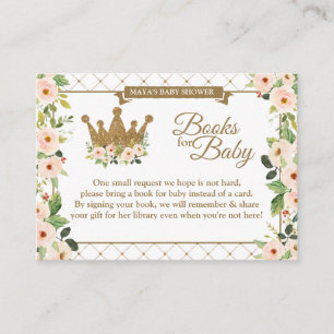 Cartão De Informações Biblioteca do Bebê Floral da Princesa Branca