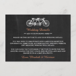 Cartão De Informações Bicicleta Tandem Em Detalhe De Casamento De Chalkb