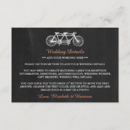 Cartão De Informações Bicicleta Tandem Em Detalhe De Casamento De Chalkb