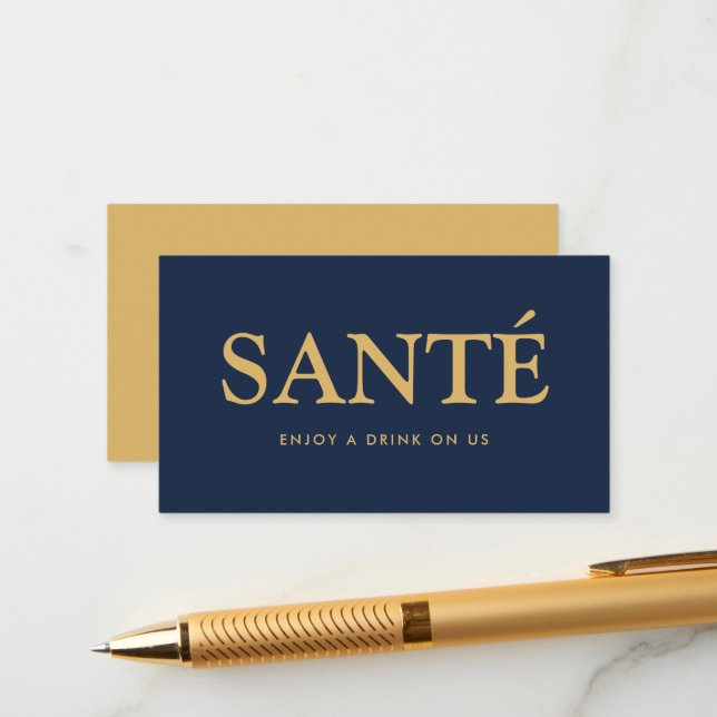 Cartão De Informações Bilhete de Bebida Grátis Francês "Santé" com Fonte (Frente/Verso In Situ)