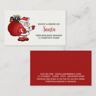 Cartão De Informações Bilhete de Bebida - Saco de Papai Noel - Festa de 