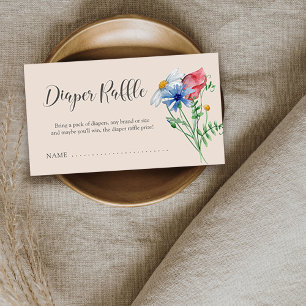 Cartão De Informações Bilhete de Chá de fraldas de Flor Selvagem Raffle
