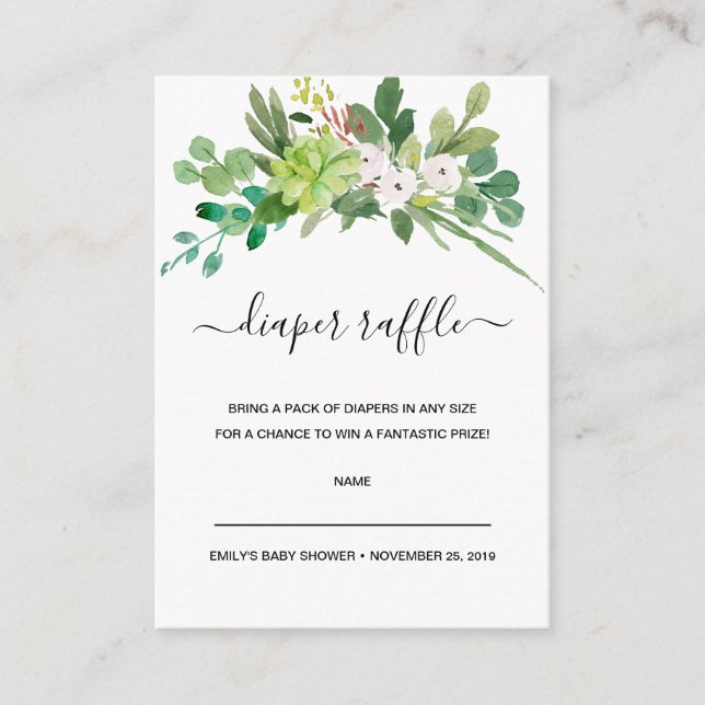 CARTÃO DE INFORMAÇÕES BILHETE DE CHÁ DE FRALDAS DE FRALDA DE ÁGUA FAUNA (Frente)