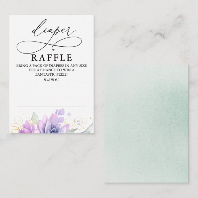Cartão De Informações Bilhete de Chá de fraldas de fralda Raffle Soft Gr (Frente/Verso)