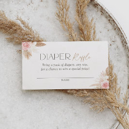 Cartão De Informações Bilhete de Chá de fraldas de Grass Boho Pampas Raf