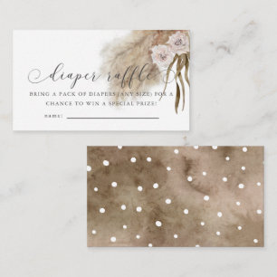 Cartão De Informações Bilhete de Chá de fraldas Rosa-Rosa-Pampas Raffle