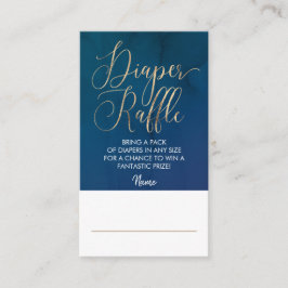 Cartão De Informações Bilhete de Fralda Azul e Dourado Raffle