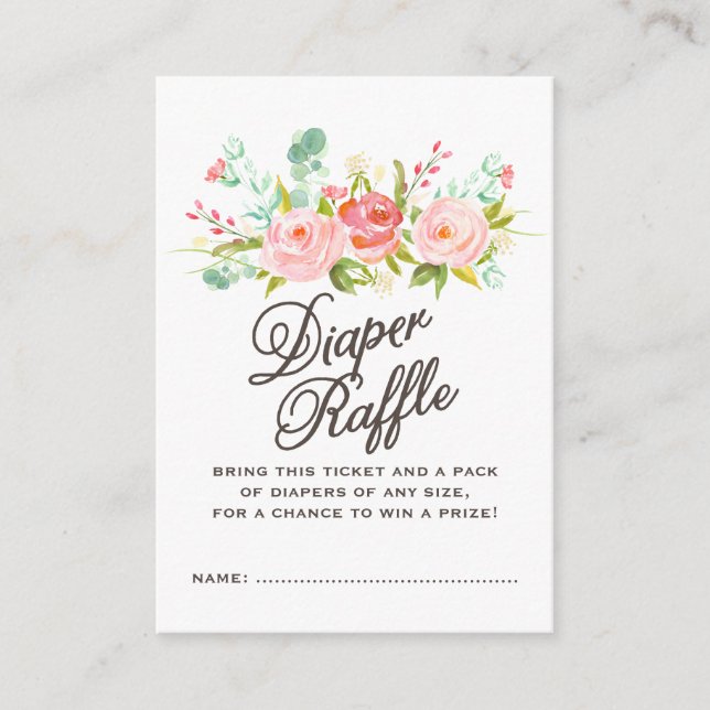 Cartão De Informações Bilhete de Fralda Bebê Raffle (Frente)