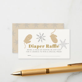Cartão De Informações Bilhete de Fralda Beige Beanie Raffle