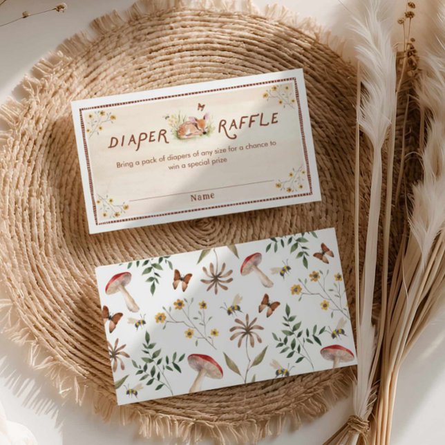 Cartão De Informações Bilhete de Fralda da Floresta Raffle (Rustic Woodland Deer Diaper Raffle Ticket)