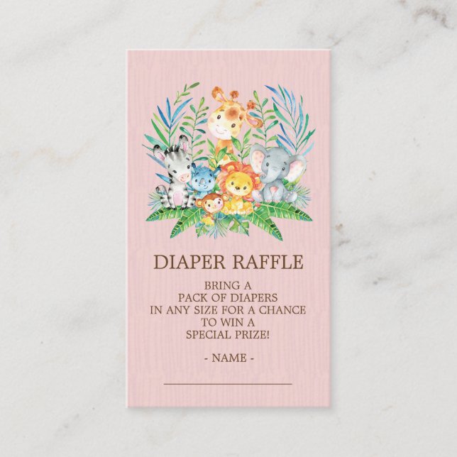 Cartão De Informações Bilhete de Fralda da Selva Safari Raffle (Frente)