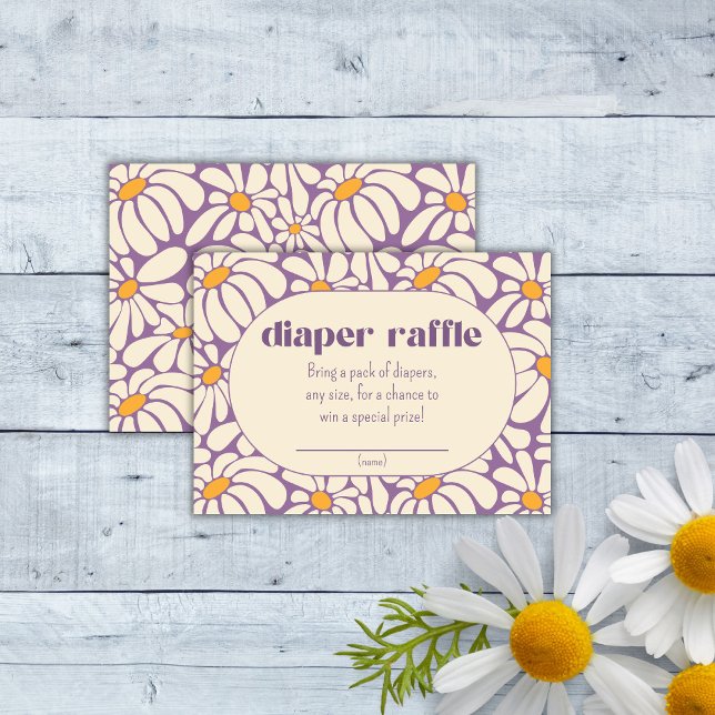 Cartão De Informações Bilhete de fralda das Flores Retro Groovy (Criador carregado)