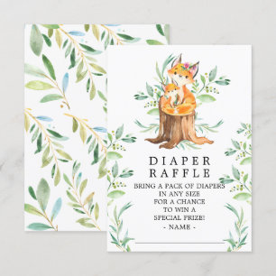 Cartão De Informações Bilhete de Fralda de Chá de fraldas de Raposa e Be