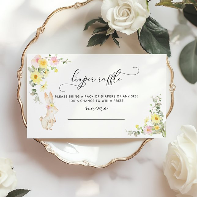 Cartão De Informações Bilhete de fralda de coelho floral (Criador carregado)