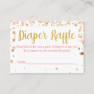 Cartão De Informações Bilhete de Fralda de Confetti Glitter Dourado Rosa