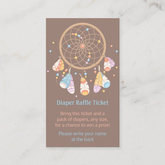 Cartão De Informações Bilhete de Fralda de Dreamcatcher Raffle (Frente)