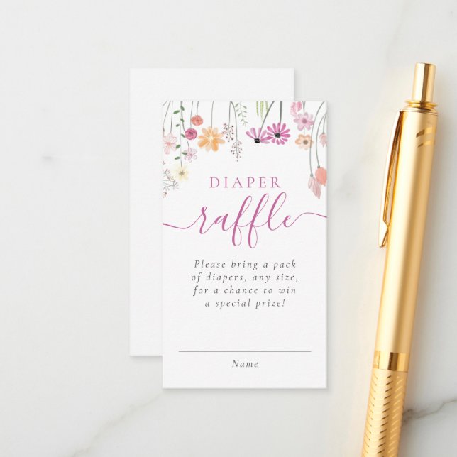 Cartão De Informações Bilhete de Fralda de flor selvagem Raffle (Frente/Verso In Situ)