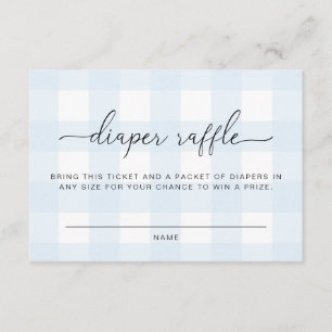Cartão De Informações Bilhete de Fralda de Gingham Azul Raffle