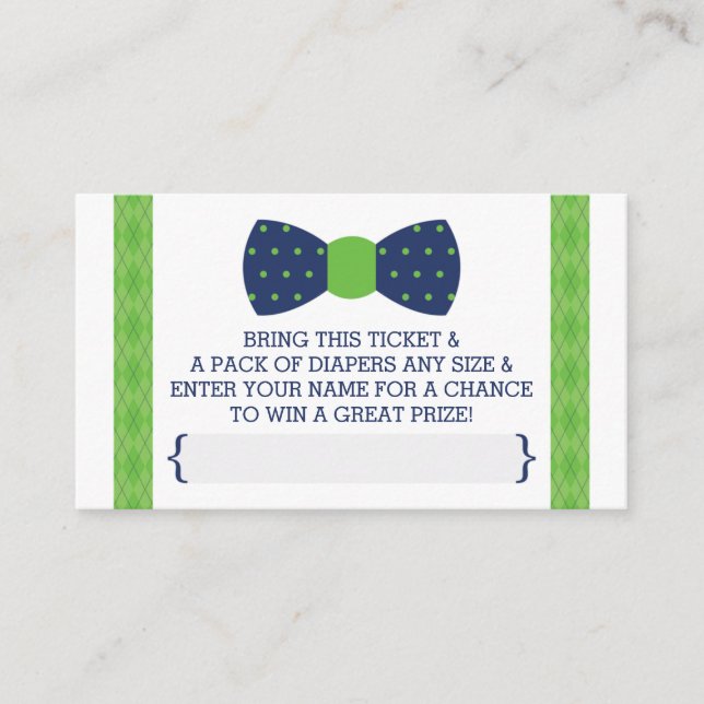 Cartão De Informações Bilhete de Fralda de Homem Pequeno, Azul, Verde (Frente)