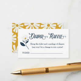 Cartão De Informações Bilhete de Fralda de Raffle, Cute Scandi Daisy