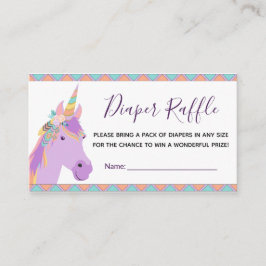 Cartão De Informações Bilhete de Fralda de Raffle Roxo Mágico do Unicórn