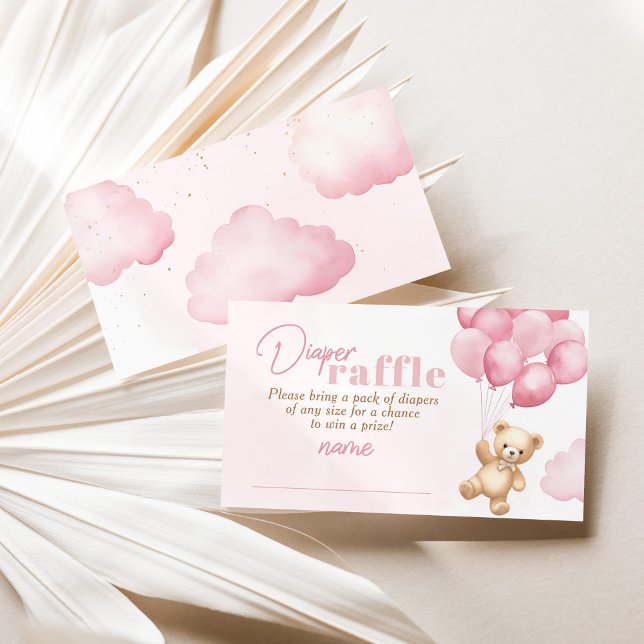 Cartão De Informações Bilhete de fralda de ursinho de peluche rosa (Criador carregado)