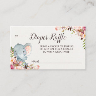Cartão De Informações Bilhete de fralda do elefante Boho