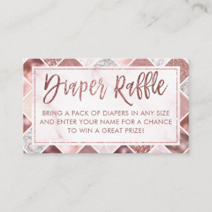 Cartão De Informações Bilhete de Fralda Dourada Raffle rosa