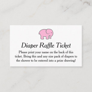 Cartão De Informações Bilhete de Fralda Elefante Rosa Raffle